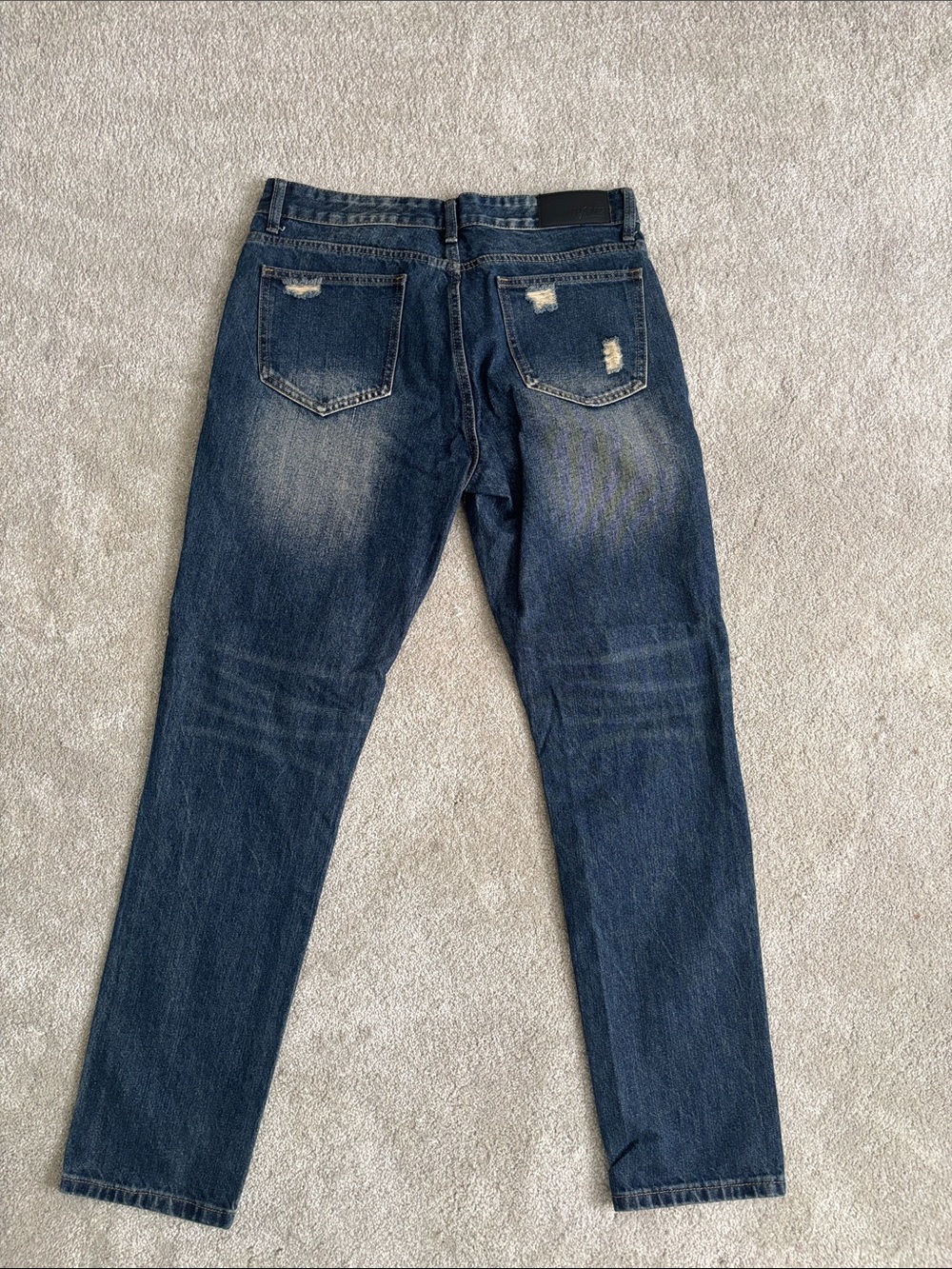 Dark Wash Distressed Ripped Jeans - Picture 3 of 6